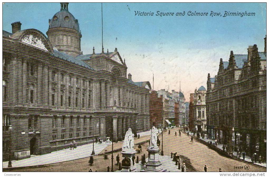BIRMINGHAM Victoria Square & Colmore Row - OLD ENGLISH POSTCARD - CIRCULATED  Stamped - VALENTINE´S - Birmingham
