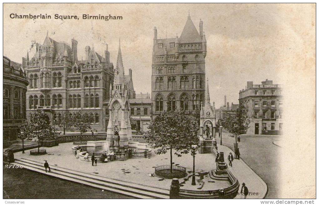 BIRMINGHAM Chamberlain Square - OLD ENGLISH POSTCARD - CIRCULATED  Stamped - VALENTINE´S - Birmingham