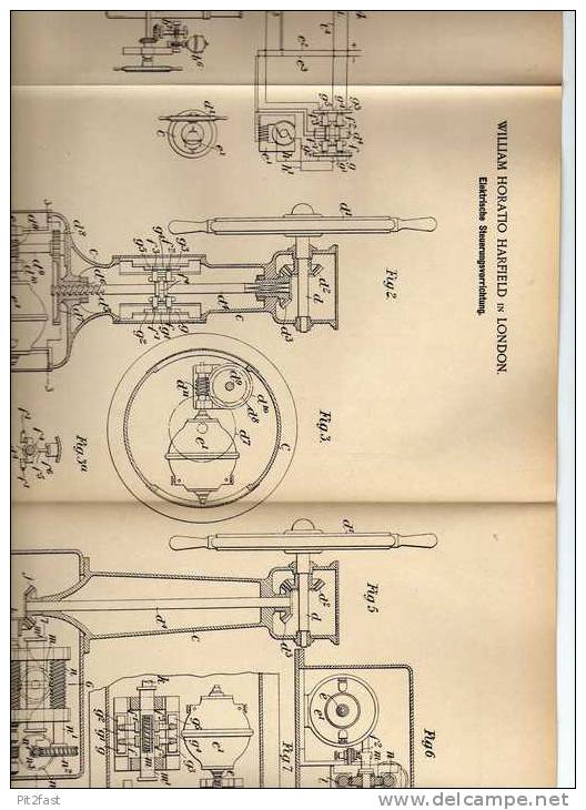 Original Patentschrift - W.H. Harfield In London , 1899 ,  Elektrische Steuerungsvorrichtung !!! - Maschinen