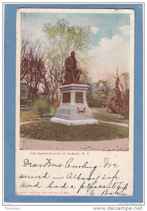 ALBANY  -  THE  BURNS  STATUE  -  1907  -  CARTE PRECURSEUR  - - Albany