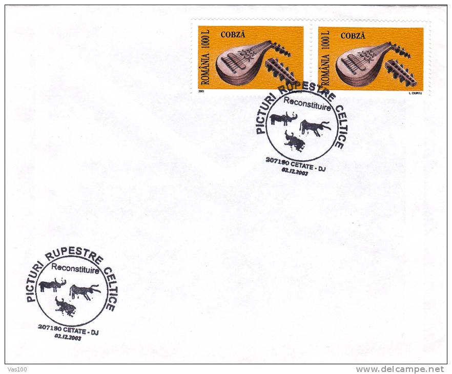 CELTIC CAVE PAINTINGS, 2003, SPECIAL COVER, OBLITERATION CONCORDANTE, ROMANIA - Vor- Und Frühgeschichte