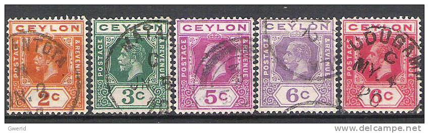 Ceylan  N° YVERT 203a 204 206 207 208  OBLITERE - Ceylan (...-1947)