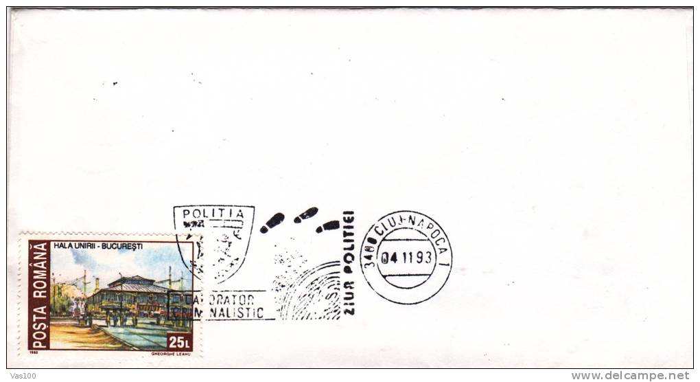 POLICE DAY, POLICE CARS, CRIMINAL LABORATORY, 1993, SPECIAL COVER, OBLITERATION CONCORDANTE, ROMANIA - Police - Gendarmerie