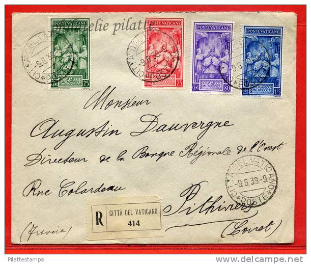 VATICAN LETTRE RECOMMANDEE DU 09/06/1939 DU VATICAN POUR PITHIVIERS FRANCE COVER - Lettres & Documents