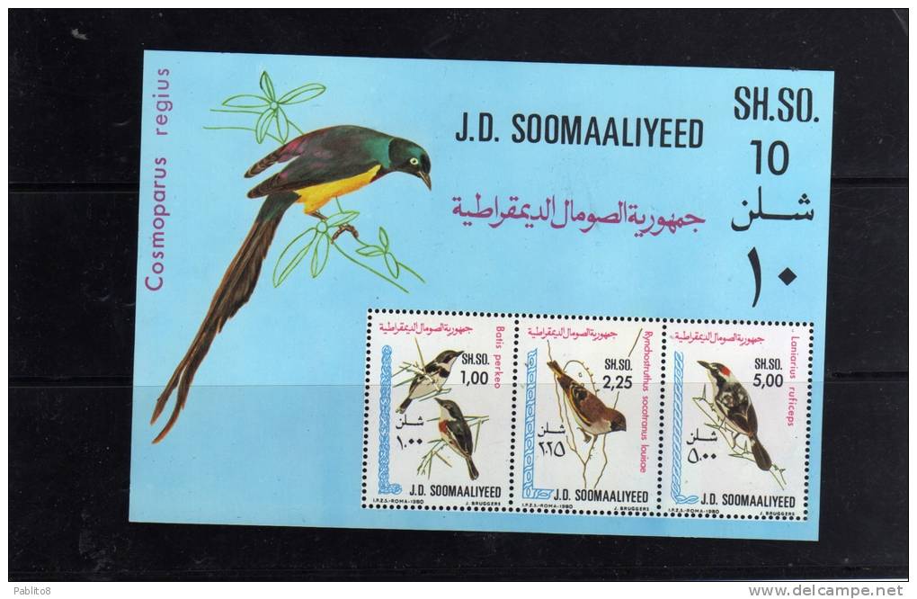 SOMALIA SOOMAALIYEED 1980 FAUNA BIRDS SOUVENIR SHEET UCCELLI FOGLIETTO - OISEAUX MNH - Somalia (1960-...)