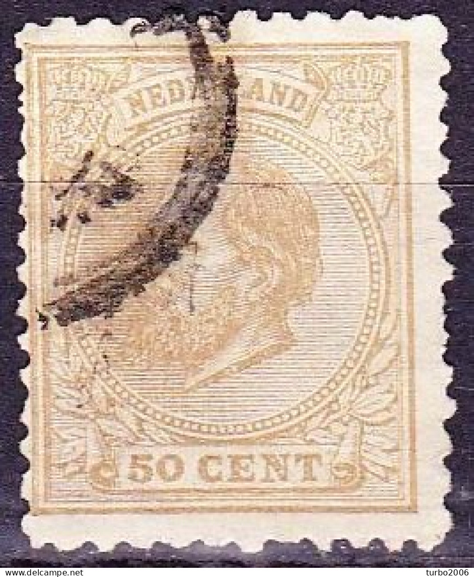 1872 Koning Willem III 50 Cent Geelbruin Tanding 11½ X 12  NVPH 27 J - Gebraucht