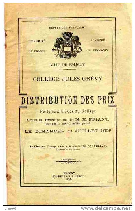 Poligny Distribution De Prix - Diplome Und Schulzeugnisse