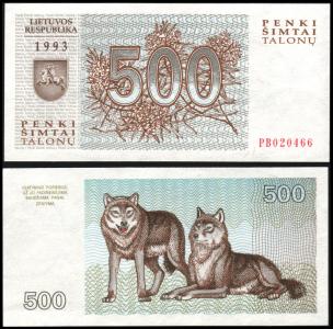 Lithuania #46, 500 Talonu, 1993, UNC - Litouwen