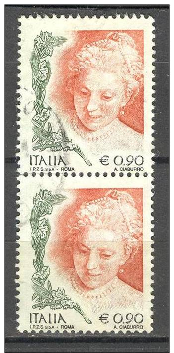 ITALIA ITALY STAMPS 2004   Coppia LA DONNA NELL´ARTE 5° EMISSIONE DA 0,90  SASSONE 2730 USATI DI QUALITA ´ BOLLI NITIDI - 2001-10: Usati