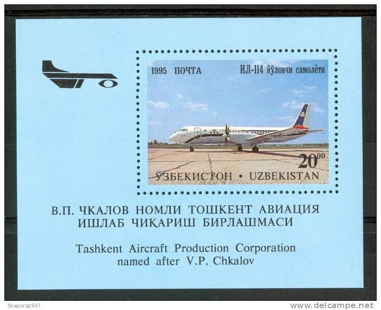 1995 Uzbekistan Aerei Aircraft Avion Block MNH** B417 - Uzbekistan