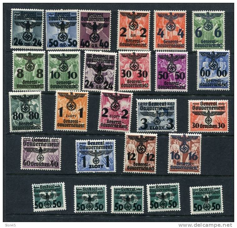 Poland Occ/GG 1940 Sc N30-55 MI 14-39 MNH Overprint In Black  CV 140 Euro - Gobierno General