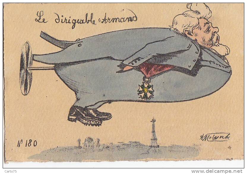 Aviation - Dirigeable - Satire Politique - Président Falière - Tour Eiffel  - Illustrateur Molynk - Airships