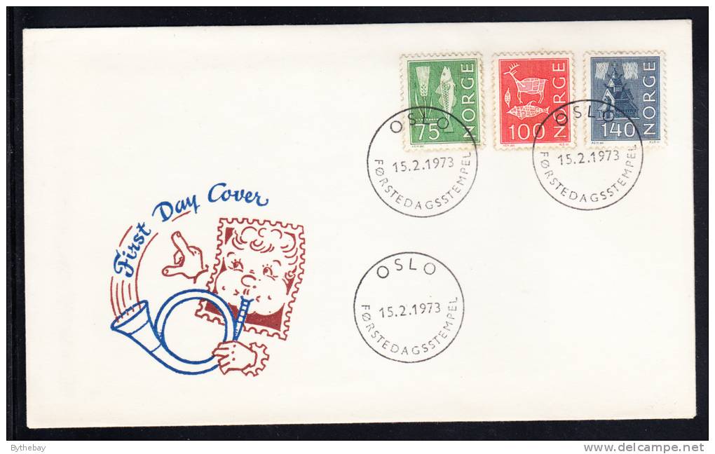 Norway FDC Scott #608, #611, #615 - Rye And Fish, Rock Carvings, Stave Church - FDC