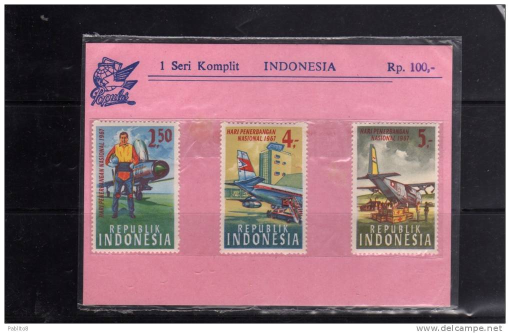 INDONESIA 1967 AEREI PASSEGGERI SERIE COMPLETA MNH - Indonesia