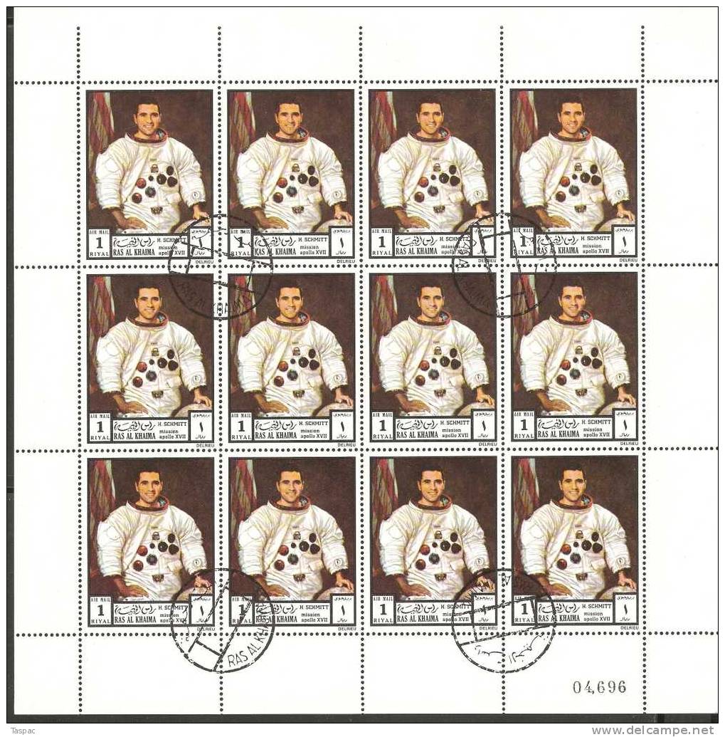 Ras Al-Khaima 1972 Mi# 840-845 A Used - Sheets Of 12 - Apollo 17 / Space - Ras Al-Khaimah