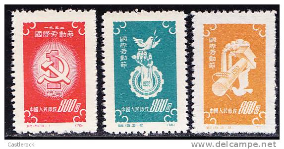 T)1952 CHINA SET(3),LABOR DAY,SCN 138-140.- - Neufs