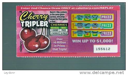 Cherry Tripler - California Lottery - Scratch Ticket - Lottery Tickets