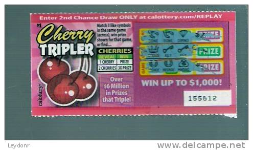 Cherry Tripler - California Lottery - Scratch Ticket - Billets De Loterie