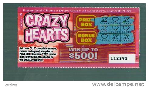 Crazy Hearts - California Lottery - Scratch Ticket - Lottery Tickets