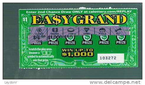 Easy Grand - California Lottery - Scratch Ticket - Lottery Tickets