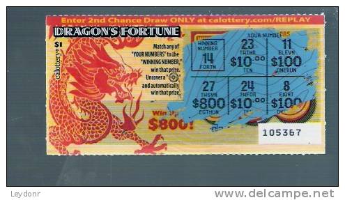 Dragon's Fortune - California Lottery - Scratch Ticket - Lottery Tickets