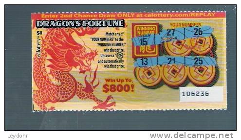 Dragon's Fortune - California Lottery - Scratch Ticket - Loterijbiljetten