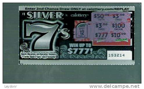 Silver 7's - California Lottery - Scratch Ticket - Lottery Tickets