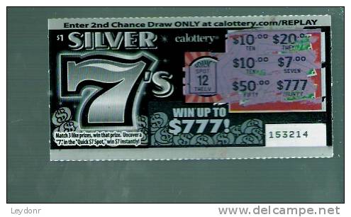 Silver 7's - California Lottery - Scratch Ticket - Lottery Tickets