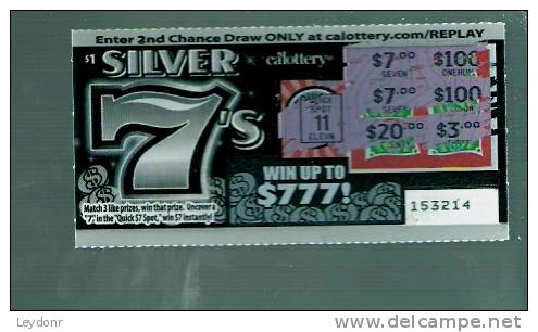 Silver 7's - California Lottery - Scratch Ticket - Lottery Tickets