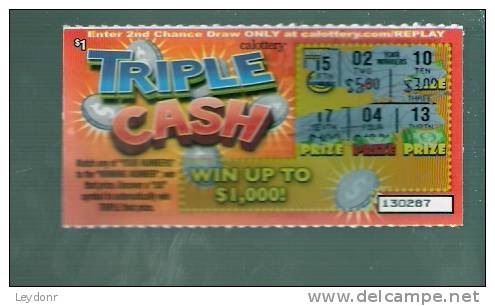 Triple Cash - California Lottery - Scratch Ticket - Lottery Tickets