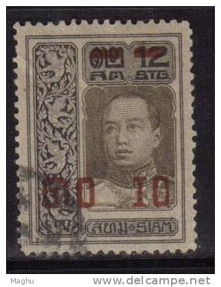 Thailand Used 1919, Surcharge  10s On 12s - Thailand