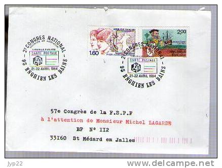 France Lettre CAD Congrès Enghien Les Bains 21 & 22-04-1984 - Aff. Composé Tp 2307 Jacques Cartier & 2308 Philex Jeunes - Covers & Documents