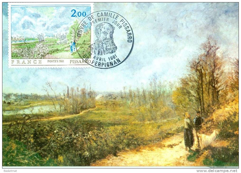 FRANCE CARTE MAXIMUM LA SENTE DU CHOU PAR PISSARRO  18/4/1981 - Impresionismo