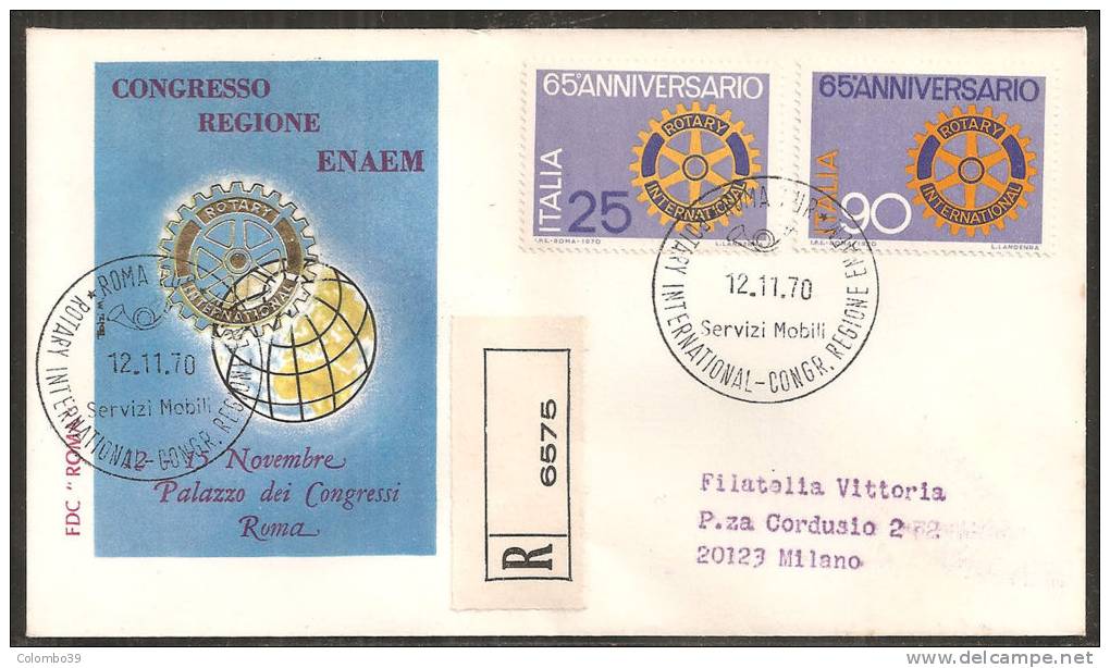 Italia 1970 - FDC 1134-35 - Rotary - Raccomandata - FDC