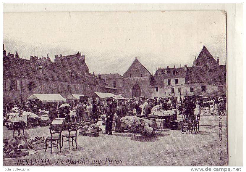 Besançon  Marché Aux Puces  Au Dos Publicité Pour Horlogerie       ( Voir Scan  Et /ou Annotation) - Besancon