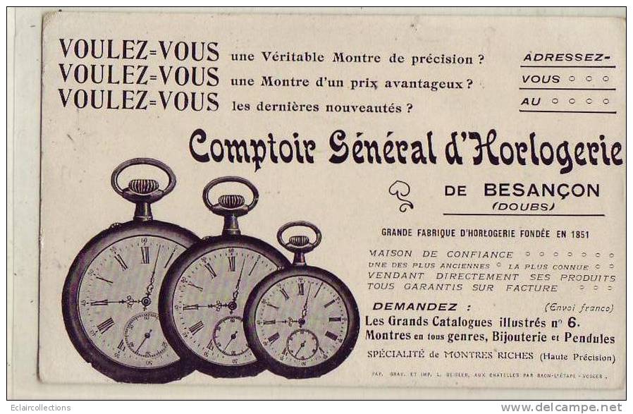 Besançon  Marché Aux Puces  Au Dos Publicité Pour Horlogerie       ( Voir Scan  Et /ou Annotation) - Besancon