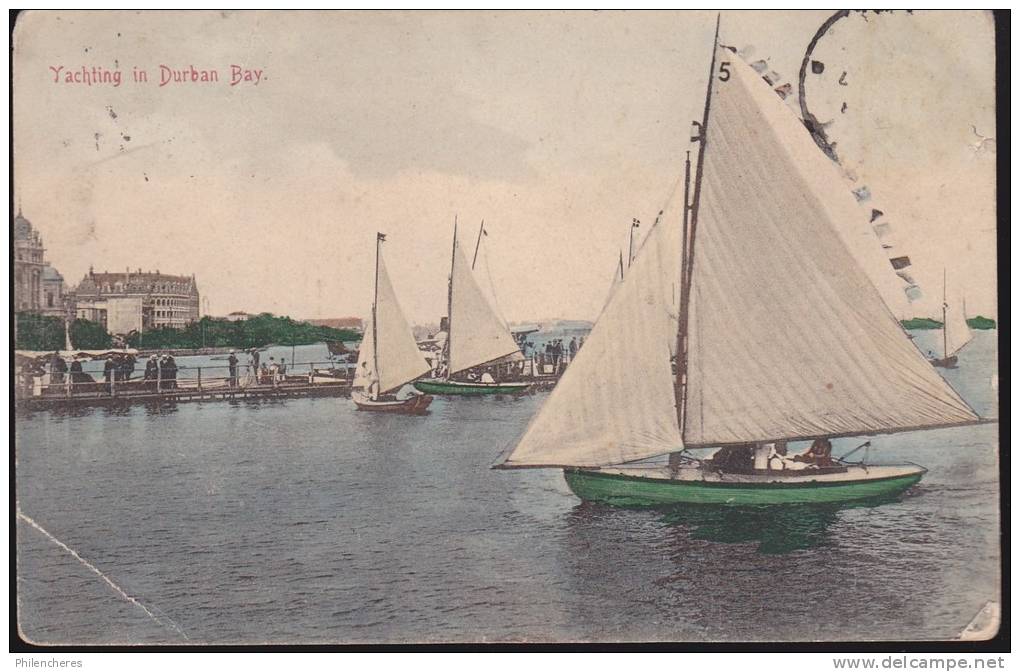 CPA - (Afrique Du Sud) Yachting In Durban Bay (obl.point Natal 1907) (un Angle Plié) - South Africa