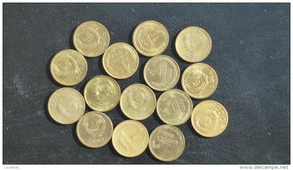 Russland Soviet Union Sowjetunion Russia 1 Kop Münzen 1949-1967 (15 Münzen) - Russia