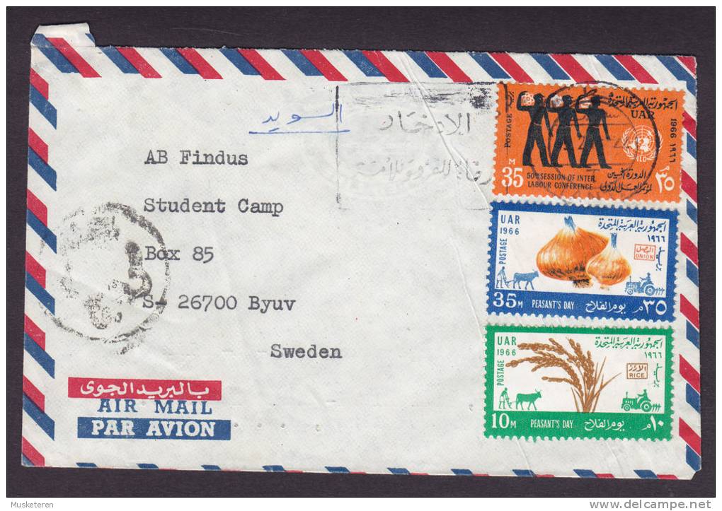 Egypt Egypte Airmail Par Avion TANTA 1966? Cover To Sweden Bauerntag & ILO - Airmail