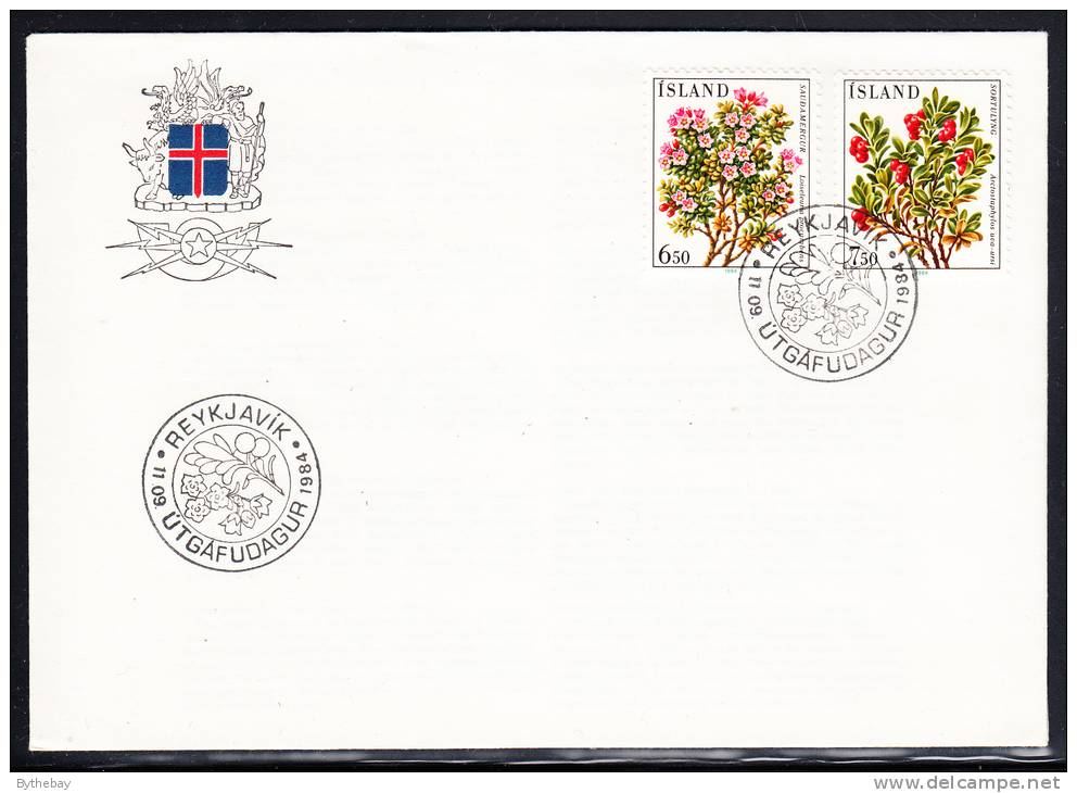 Iceland FDC Scott #593-594 Flowers - Loiseleuria Procumbens, Arctostaphylos Uva-ursi - FDC
