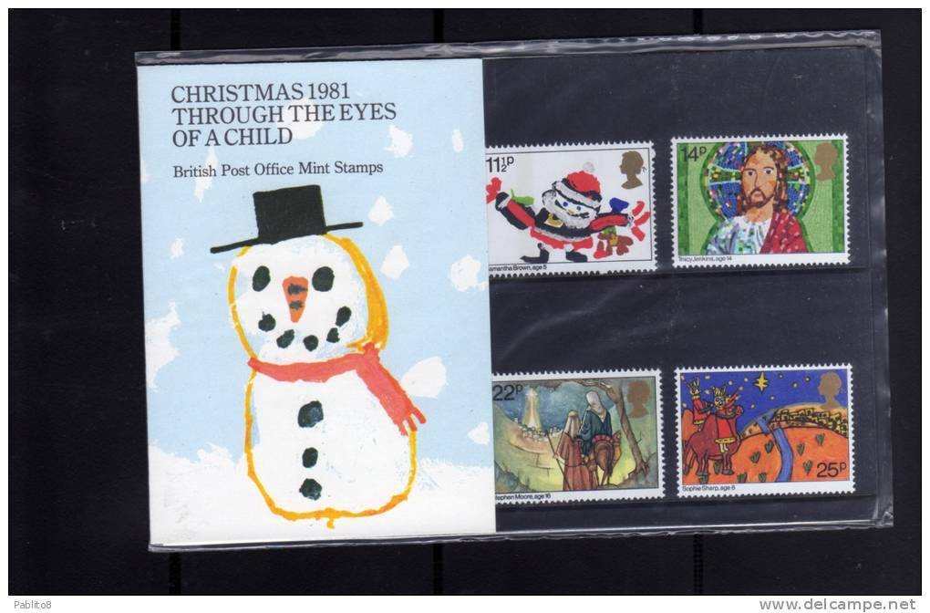 GREAT BRITAIN 1981 - GRAN BRETAGNA 1981 CHRISTMAS  COMPLETE SERIES 5 STAMPS - NATALE SERIE COMPLETA 5 FRANCOBOLLI MNH - Presentation Packs