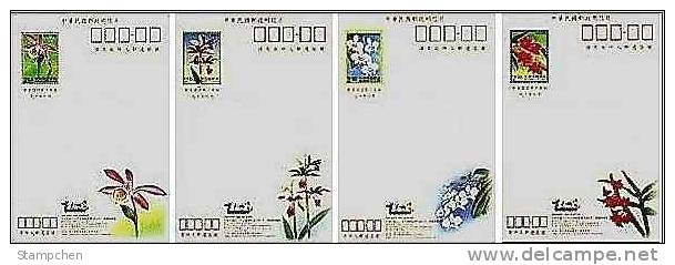 Formosa 2001 Orchid Flower Pre-stamp Postal Cards 4-4 - Formose