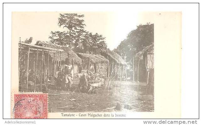 65796)cartolina Illustratoria Del Madagascar Di Tamatave O Tananarive Con Un Valore + Annullo Primi ´900 - Madagascar