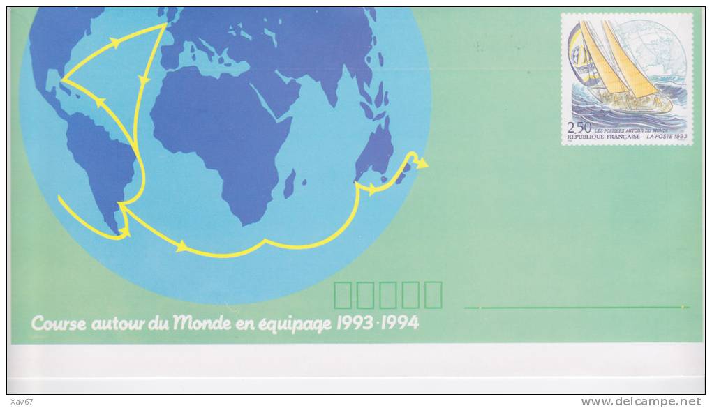 PAP Course Du Monde En équipage 1993-1994 Timbre Les Postiers Autour Du Monde - Standard Covers & Stamped On Demand (before 1995)