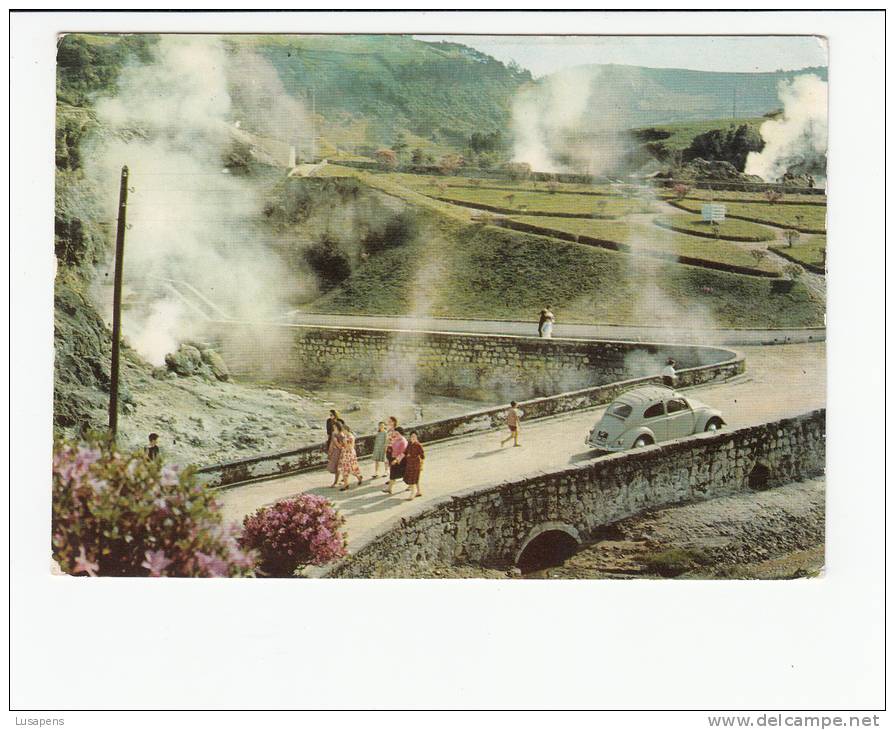 Portugal Cor 17579 - AÇORES - AZORES - SÃO MIGUEL - FURNAS - CALDEIRAS - OLD CARS AUTOMOBILES VOITURES VW COCINELLE - Açores