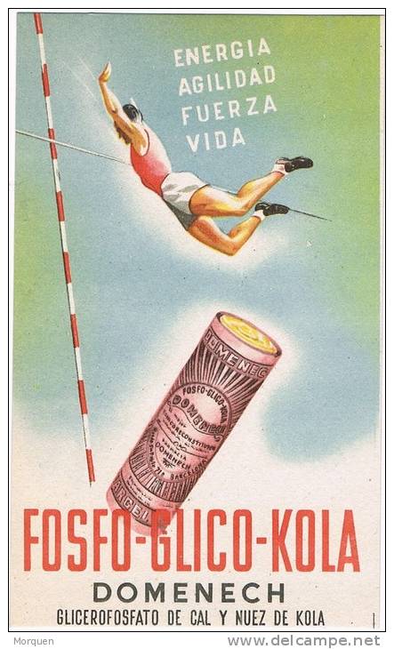 Tarjeta Publicidad FOSFO GLICO KOLA, Farmacia Y Medicina. BARCELONA - Publicidad