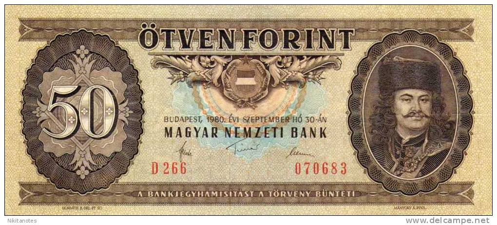 HUNGARY  50 Forint 1980 Paper Money  F  Vf - Hongarije