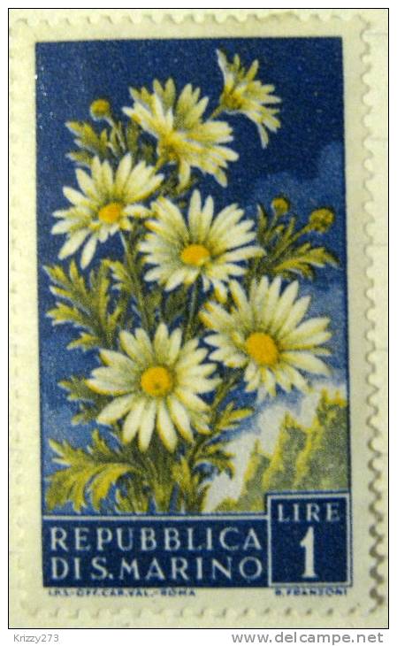 San Marino 1957 Marguerites 1l - Mint Hingedged - Unused Stamps