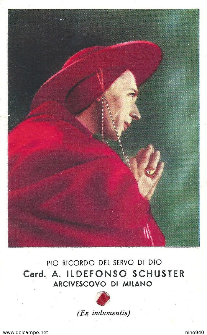 S.d.D. CARD. A. ILDEFONSO SCHUSTER - CON RELIQUIA - Mm. 70 X 110 - Religion & Esotericism