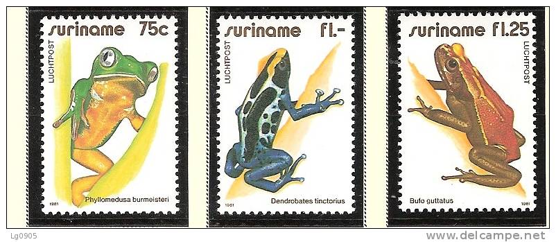 Suriname Luchtpost 259-261 MLH; Kikkers, Frogs, Grenouille, Rana 1982 - Kikkers